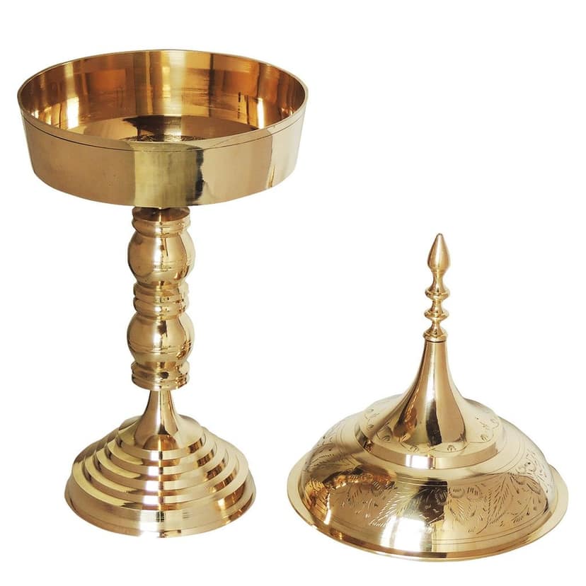 Brass Hurahi No.11 Temple Brassware | Traditional Kitchen Decor, Height : 21 Inch (ZMAS226 M) view 3