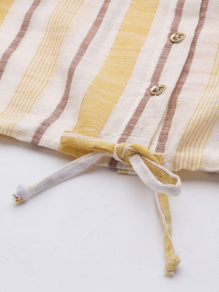 Rue Collection White & Yellow Striped Crop Top view 6