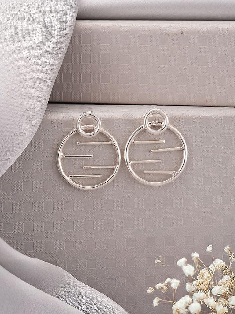 925 Sterling Silver Circular Quirky Statement Drop Minimal Earrings view 3