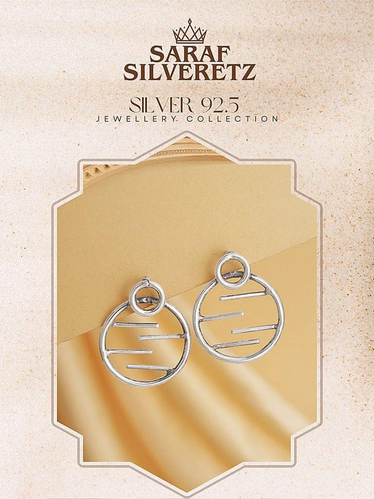 925 Sterling Silver Circular Quirky Statement Drop Minimal Earrings view 6