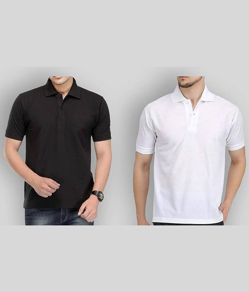 FASHION365 Pack of 2 Cotton Blend Slim Fit Solid Half Sleeves Men's Polo T Shirt ( Multicolor )