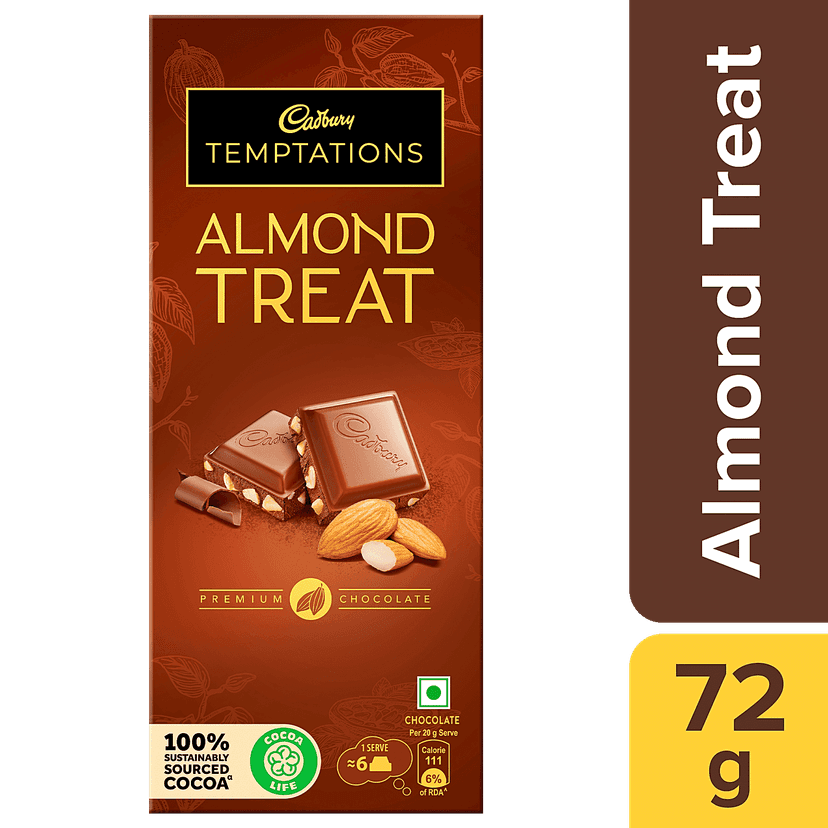 Cadbury Temptations Almond Treat Premium Chocolate Bar, 72 G