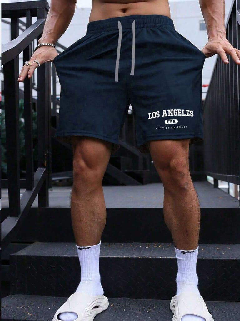 SCOTT FINCHER Men's Casual Shorts, Drawstring Waist, Summer Beach Shorts, Pockets, Breathable Fabric, Comfortable Fit : AA(SRT)NAVY_285