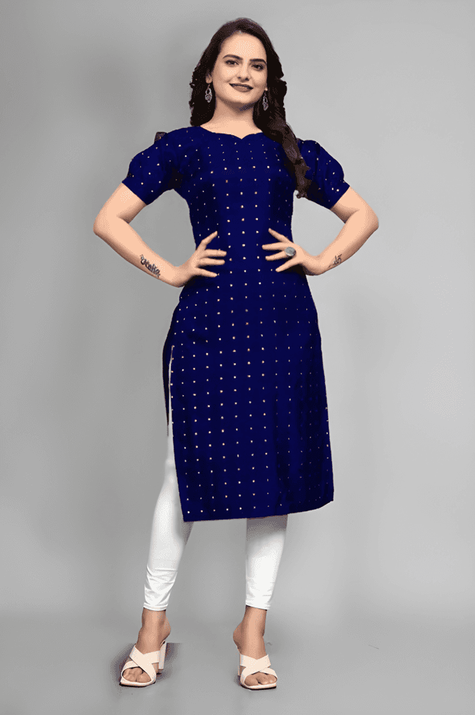 Women Kurti with Elegant Neck Design, Stylish Ethnic Fashion Wear, Trendy Indian Outfit for Daily Wear, Office, College and Family Functions