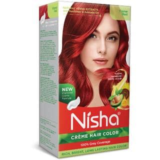 Nisha cream permanent hair color superior quality permanent Fashion Highlights and rich bright long-lasting colour Flame Red (pack of 1) , FLAME RED