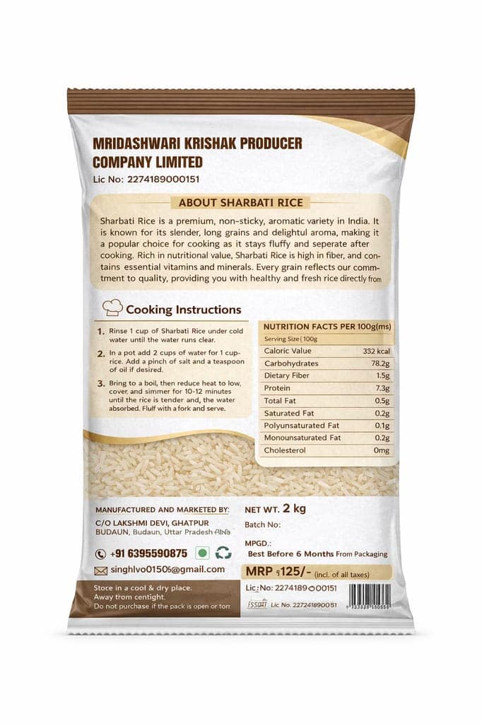 Mridashwari Krishak Sharbati Rice 2kg view 2