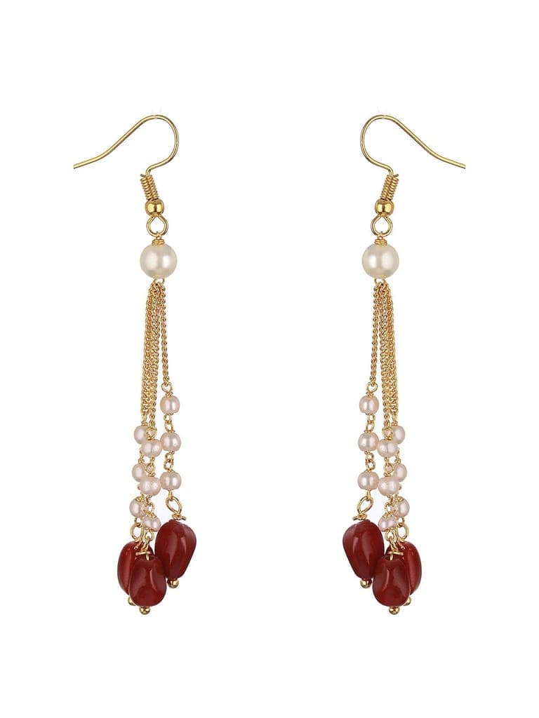 Gold Plated Red Pearl Maala Necklace Jewellery Set view 6