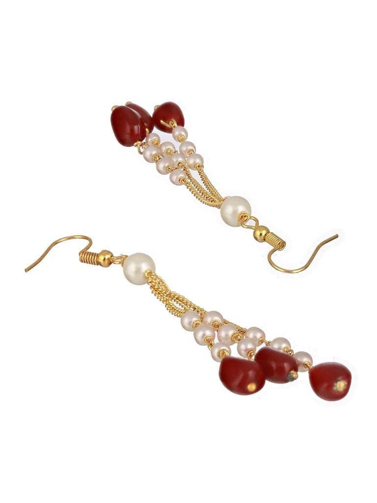 Gold Plated Red Pearl Maala Necklace Jewellery Set view 7