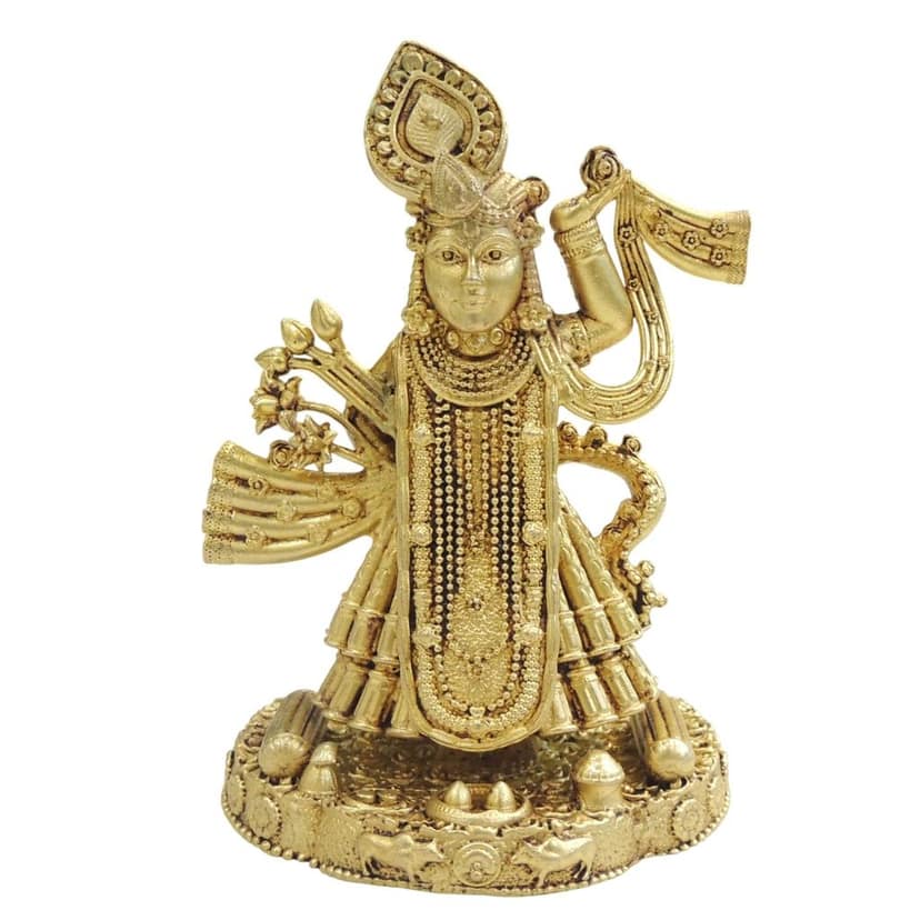 Brass Shrinath Ji God Idol | Krishna Form Decor, Height : 4 Inch (BSMAS1886 D) view 2
