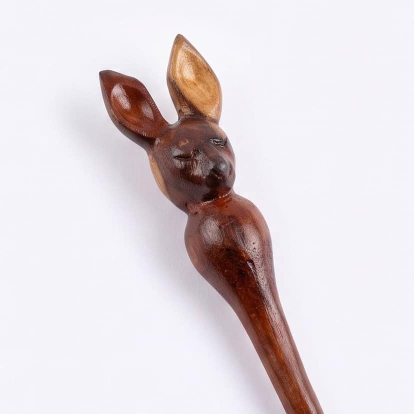 Hand-Carved Animal Motif Wooden Hair Stick view 2