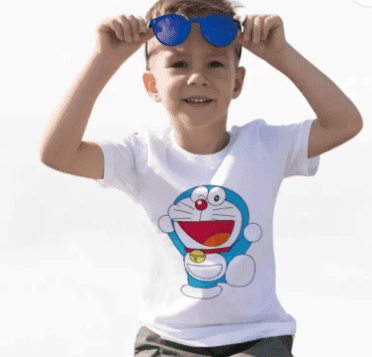 Ikkay Fashion Boys & Girls Cartoon Polycotton Regular T Shirt (White, Pack of 1)