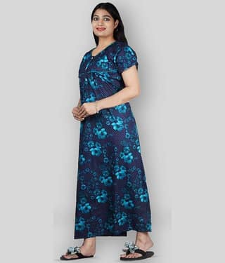 Favnic Cotton Nighty & Night Gowns - Blue