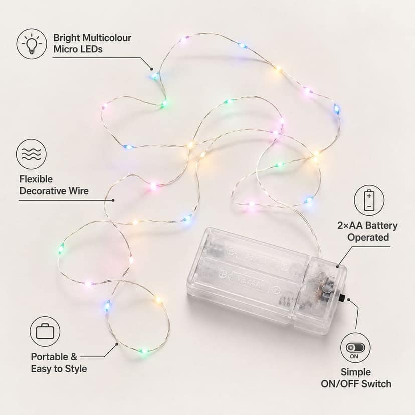 Battery LED Fairy Light for Home Decor, Jar, Vase and Shelf Lighting (1 Pc) view 3