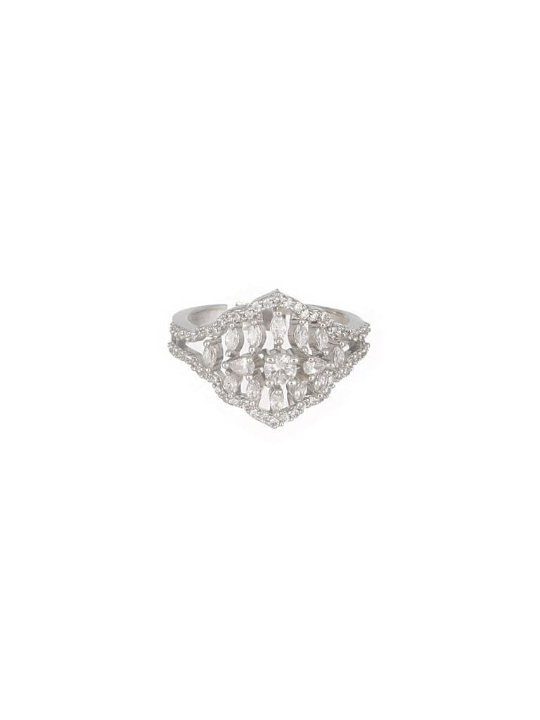Silver Plated AD Studded Floral Delicate Engagement Finger BandRing view 7
