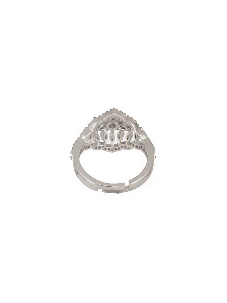 Silver Plated AD Studded Floral Delicate Engagement Finger BandRing view 8