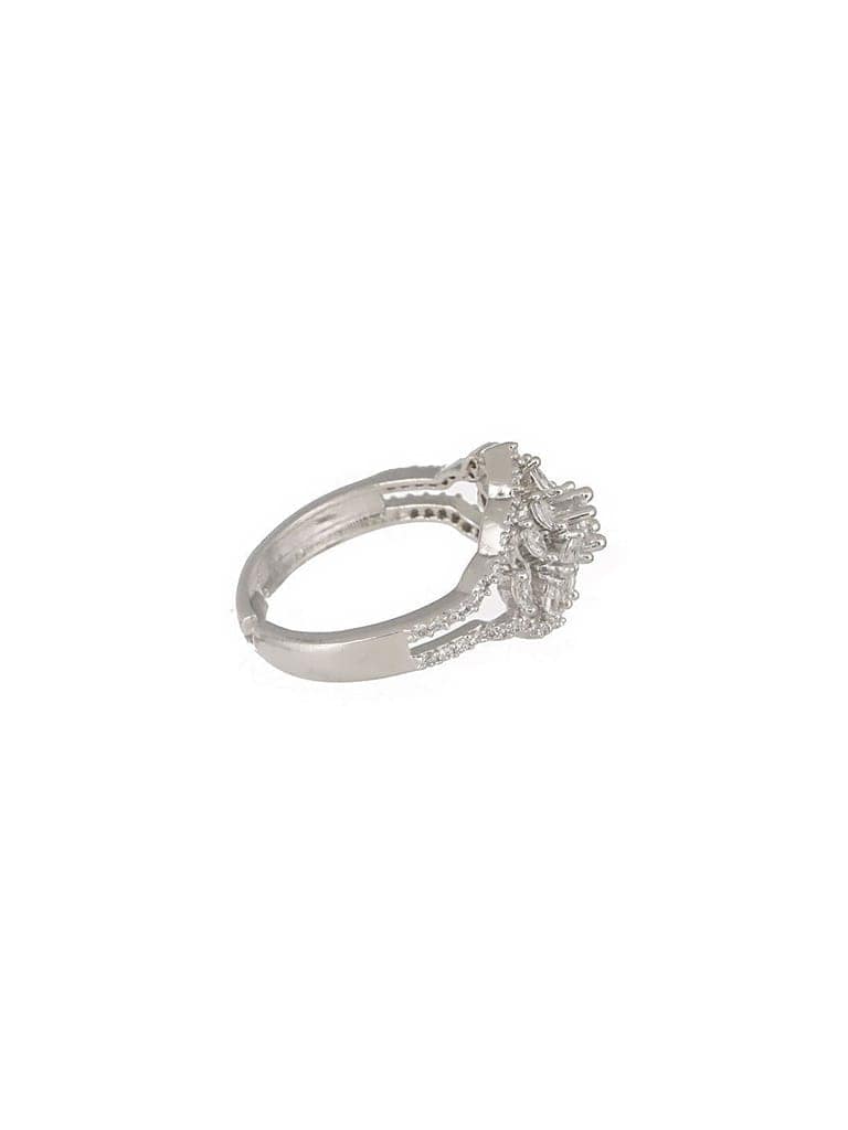 Silver Plated AD Studded Floral Delicate Engagement Finger BandRing view 9
