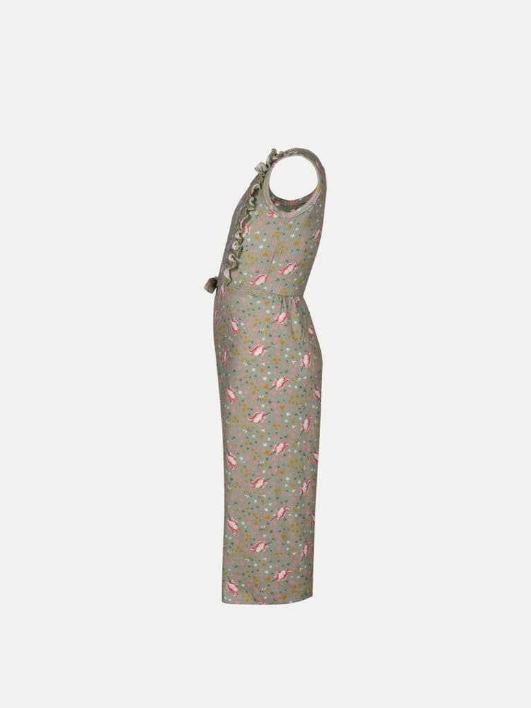 Girls Summer Grey Floral Jumpsuit view 3