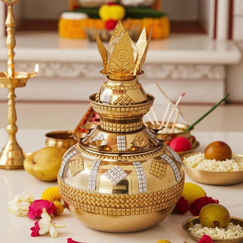 Brass Double Mangal Kalash , 10 Liter + 650 ML (ZMAS264 C)