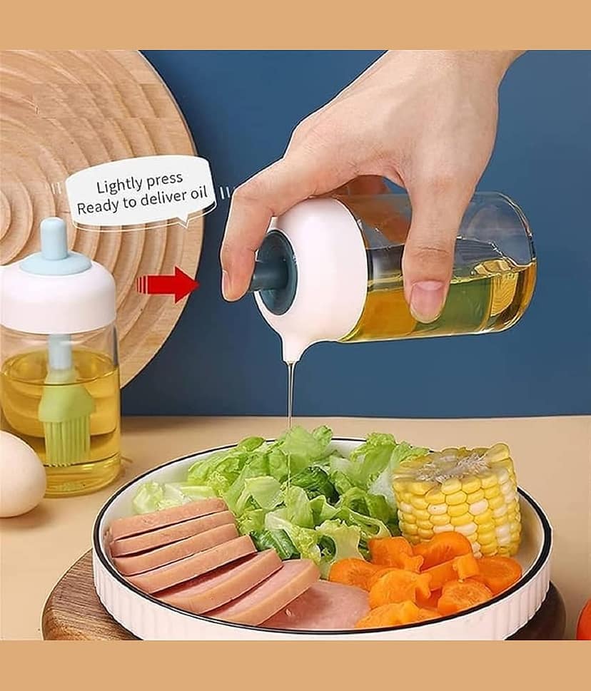 2 In 1 Glass Oil Dispenser Bottle With Silicone Oil Brush Condiment Jar Bottle Oil Container For Cooking/Baking/Frying/BBQ/Pastry/Grill Baking/Kitchen Cooking/Kitchen Tool & Accessories view 2