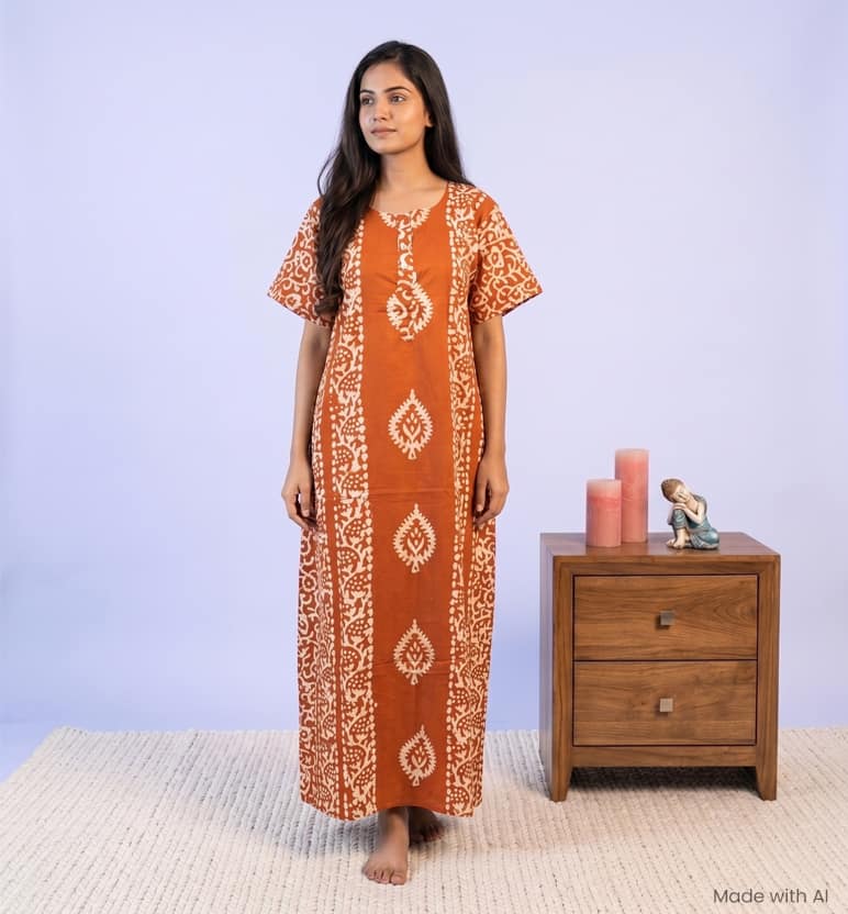 Handcrafted Batik Printed Cotton Gown