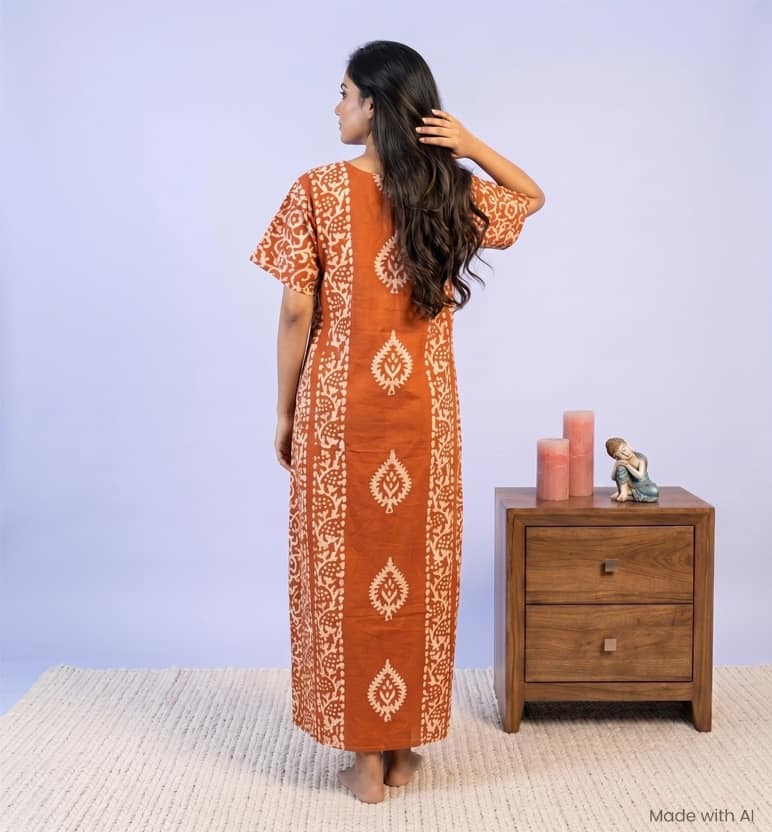Handcrafted Batik Printed Cotton Gown view 2
