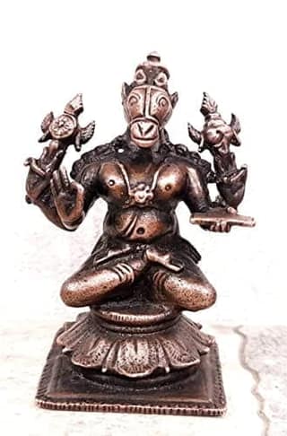 Searchers Paradise - Copper Idols Hayagriva ,2.9 inches, Copper Handmade 250 Grams, Patina Antique Finish, Pack of 1 Piece