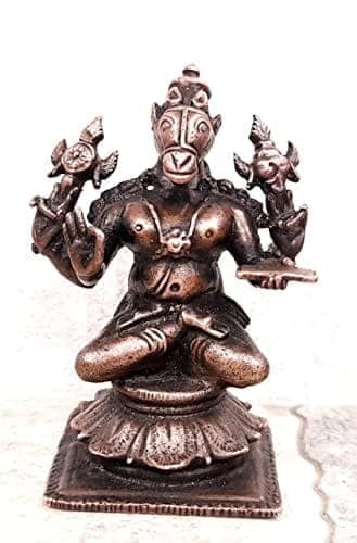 Searchers Paradise - Copper Idols Hayagriva ,2.9 inches, Copper Handmade 250 Grams, Patina Antique Finish, Pack of 1 Piece
