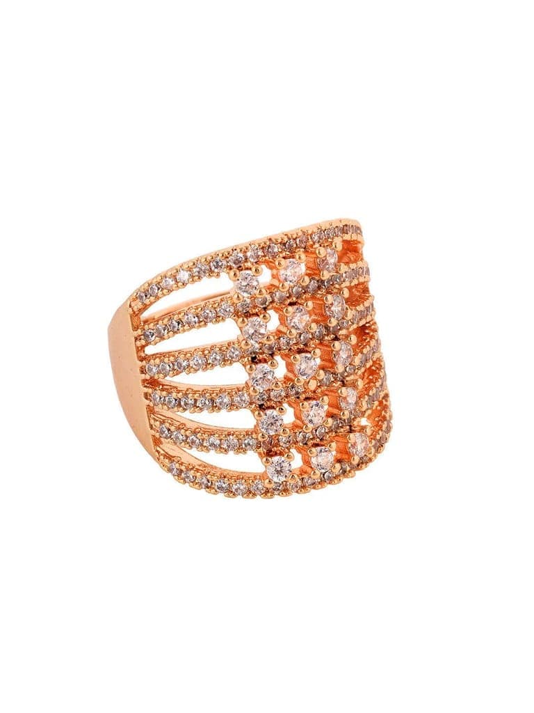 Gold Plated White AD Studded designer Finger Ring view 3