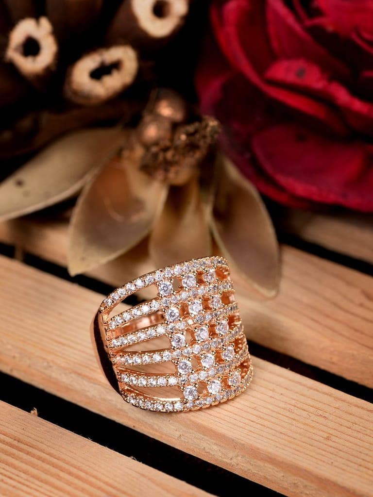 Gold Plated White AD Studded designer Finger Ring view 7