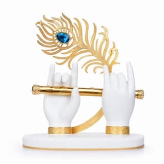 Lord Krishna Hands with Flute & Peacock Feather Idol