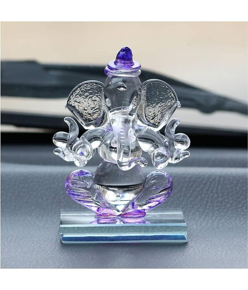 eCraftIndia Showpiece Crystal Ganesha Idol 6 x 4 cms Pack of 1