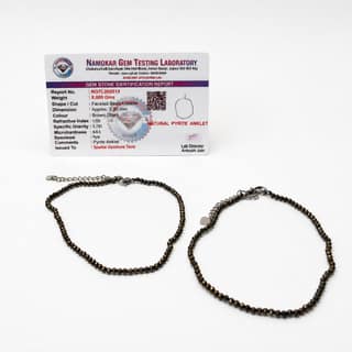 Shrifal Certified Pyrite Anklet For Women Stylish- Stone of Money, Protection & Power, Money Magnet Raw Ryrite Anklet Original Certified - Adjustable Spiritual Jewellery Best Gift Item