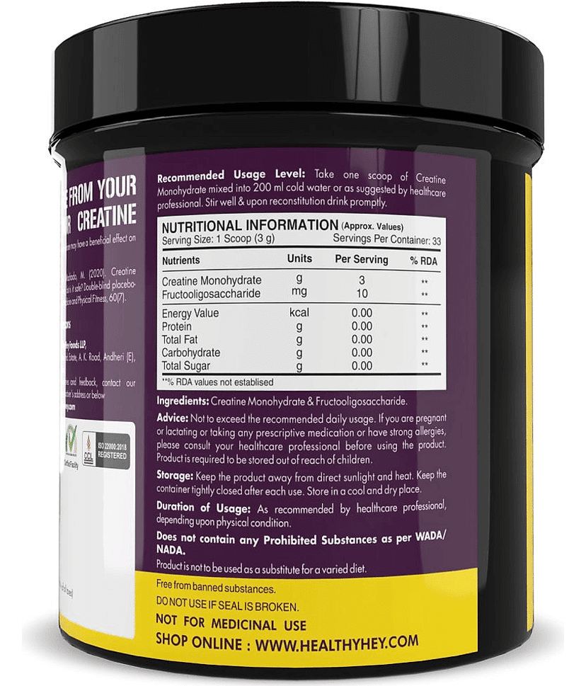 HealthyHey Sports Creatine Monohydrate 100 gm view 2