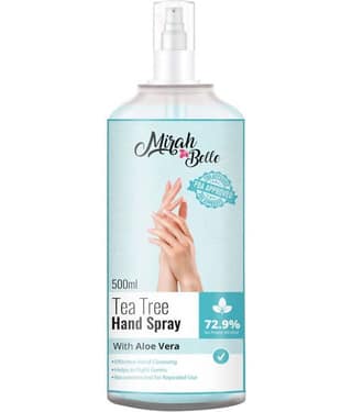 Mirah Belle Tea Tree - Aloe Vera Hand Rub Spray 500ml- 72.9% Alcohol Hand Sanitizer 500 mL Pack of 1