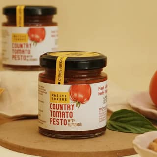 Native Tongue Country Tomato Pesto with Almonds 200g - Rich, Flavorful Blend of Sun-Ripened Tomatoes, Almonds, and Fresh Herbs