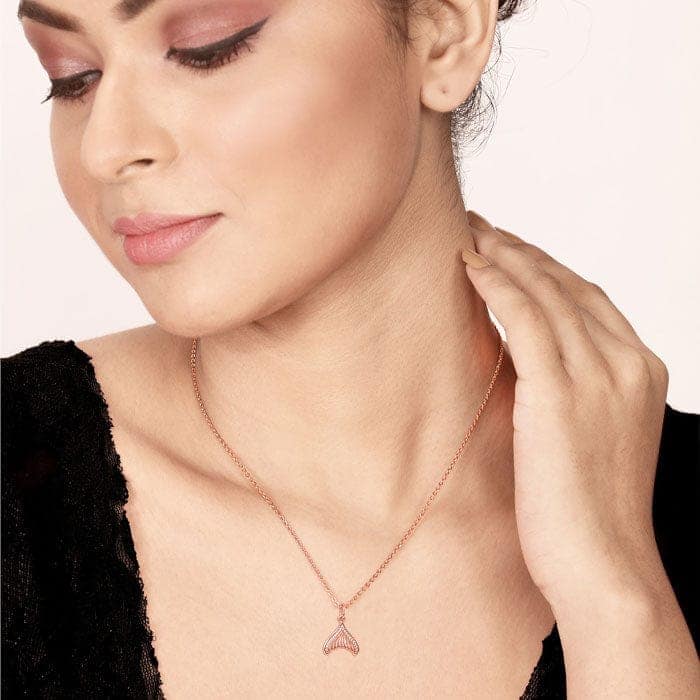 Rose Gold Mermaid's Tail Pendant with Chain view 2