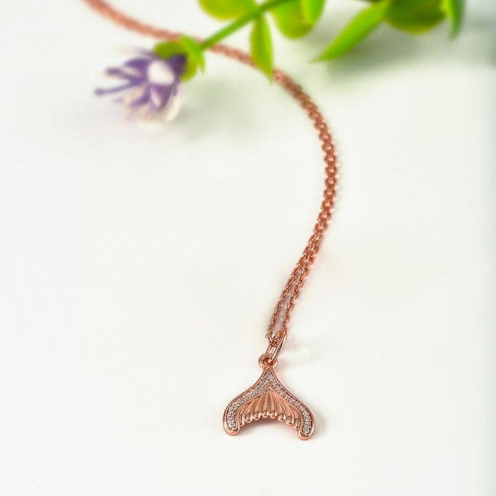 Rose Gold Mermaid's Tail Pendant with Chain view 3