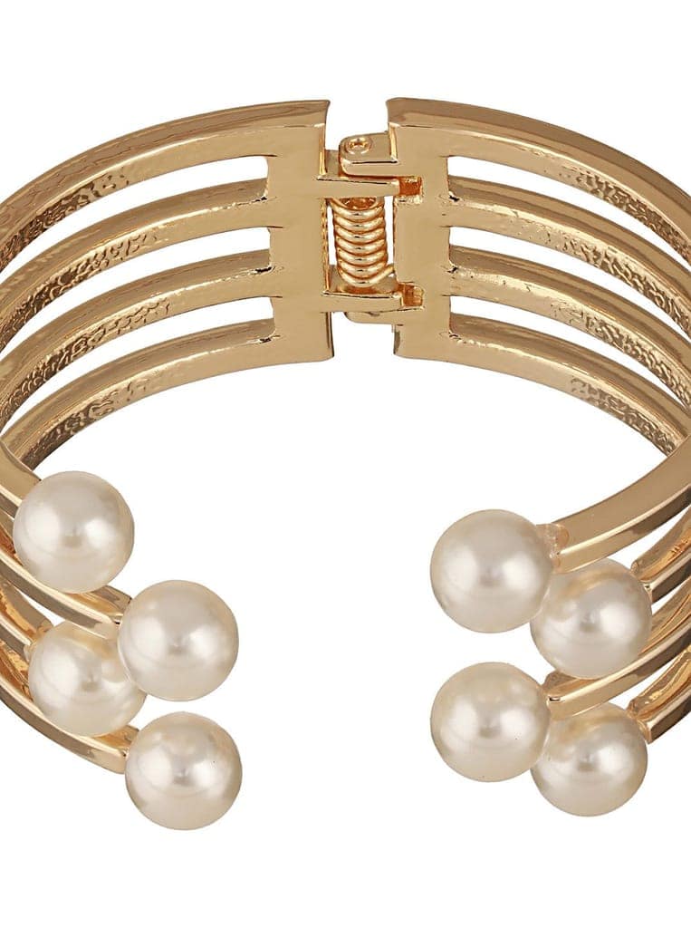 Anti-Tarnish Gold Plated Pearl Cuff Kada Bracelet view 7