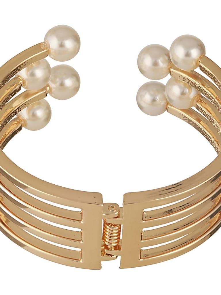 Anti-Tarnish Gold Plated Pearl Cuff Kada Bracelet view 9