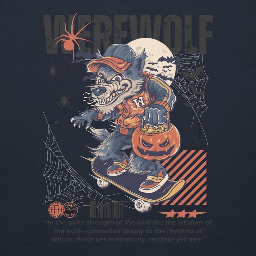 Clothikoo Premium Wolf Printed Edition Hoodie (400 GSM, Navy Blue Colour) view 9
