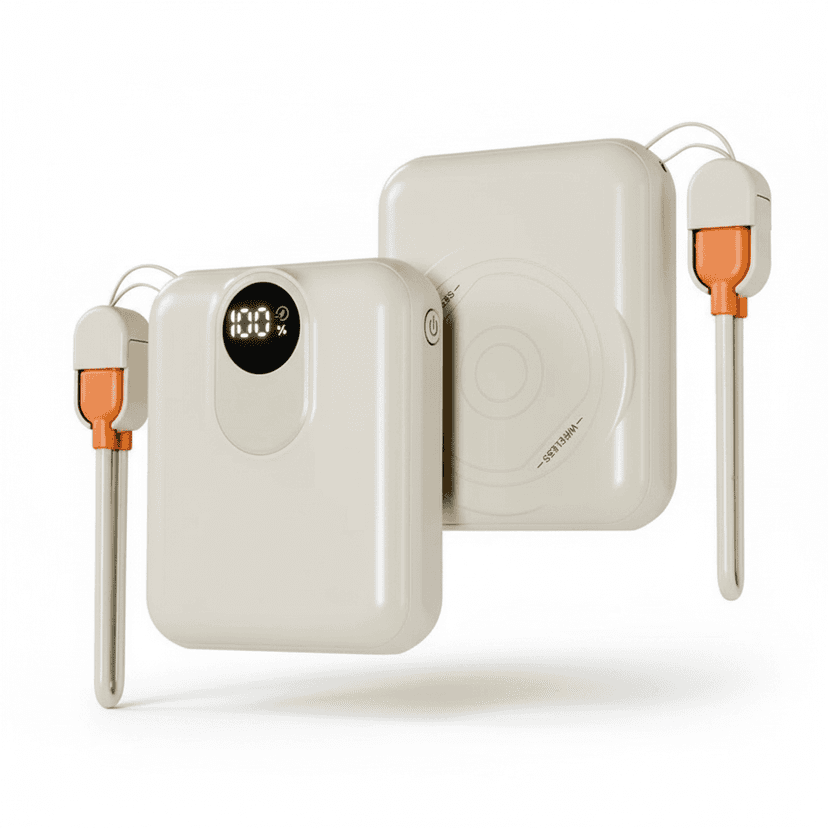 Lapcare Life 10000mAh Pocket Power Bank With 15W Mag-Safe Charging & Type C , Lightning cable (LOX-230)