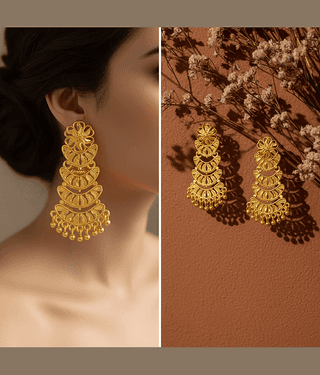 LUV FASHION Gold Chandelier Earrings ( Pack of 1 )
