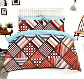 Omkar by R3 Inc. Cotton Blend 250 TC Printed Multicolor King size Double Bedsheet with 2 Pillow Covers – 108 X 108 Inches (9 x 9 Feet)(Multi Orange Check)