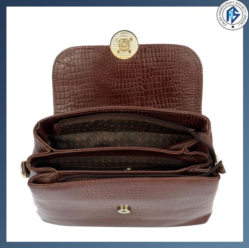 Genuine Leather Stylish Dark Brown Satchel Bag for Girls & Women - Dark Brown view 3