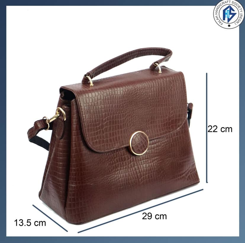 Genuine Leather Stylish Dark Brown Satchel Bag for Girls & Women - Dark Brown view 4