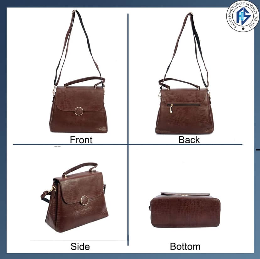 Genuine Leather Stylish Dark Brown Satchel Bag for Girls & Women - Dark Brown view 6