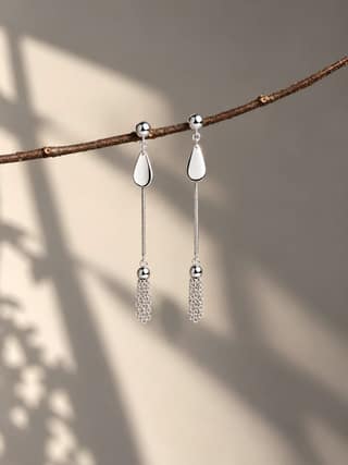 AXORA LIFE 925 Sterling Silver Tassel Shine Drop Earrings