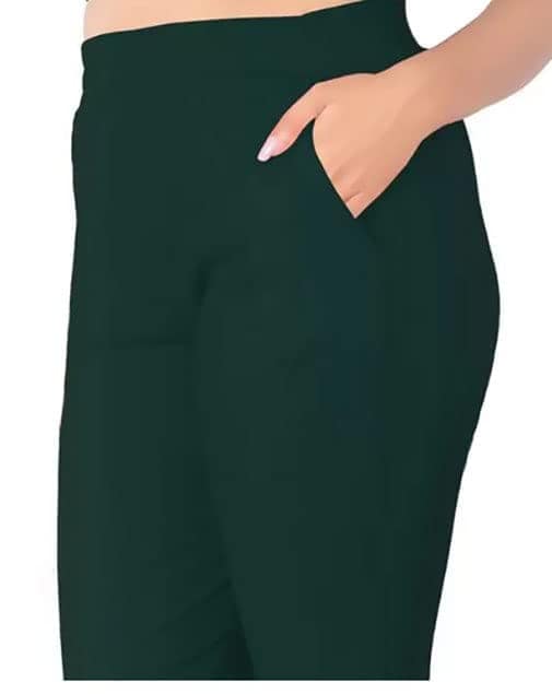 Cron Women's Straight Fit Ankle Length, Slim fit Cigarette Pants with an Elasticated Waist Band (28, Bottle Green) view 3