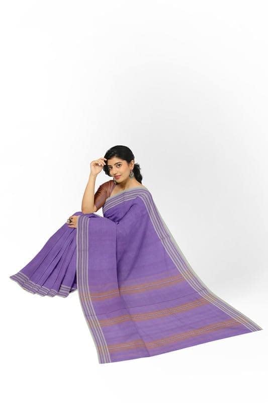 APCO Handloom (A Andhra Pradesh Govt Emporium)- Women's Traditional Pure Handloom Bandar/Polavaram Purple Cotton Saree | PBS0046 view 4
