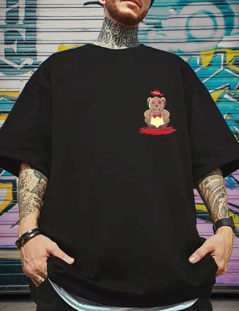 Scott Fincher Men's Oversized Halfsleeve Graphic Printed T-Shirt : AA(ARN)BLACK_38 view 3